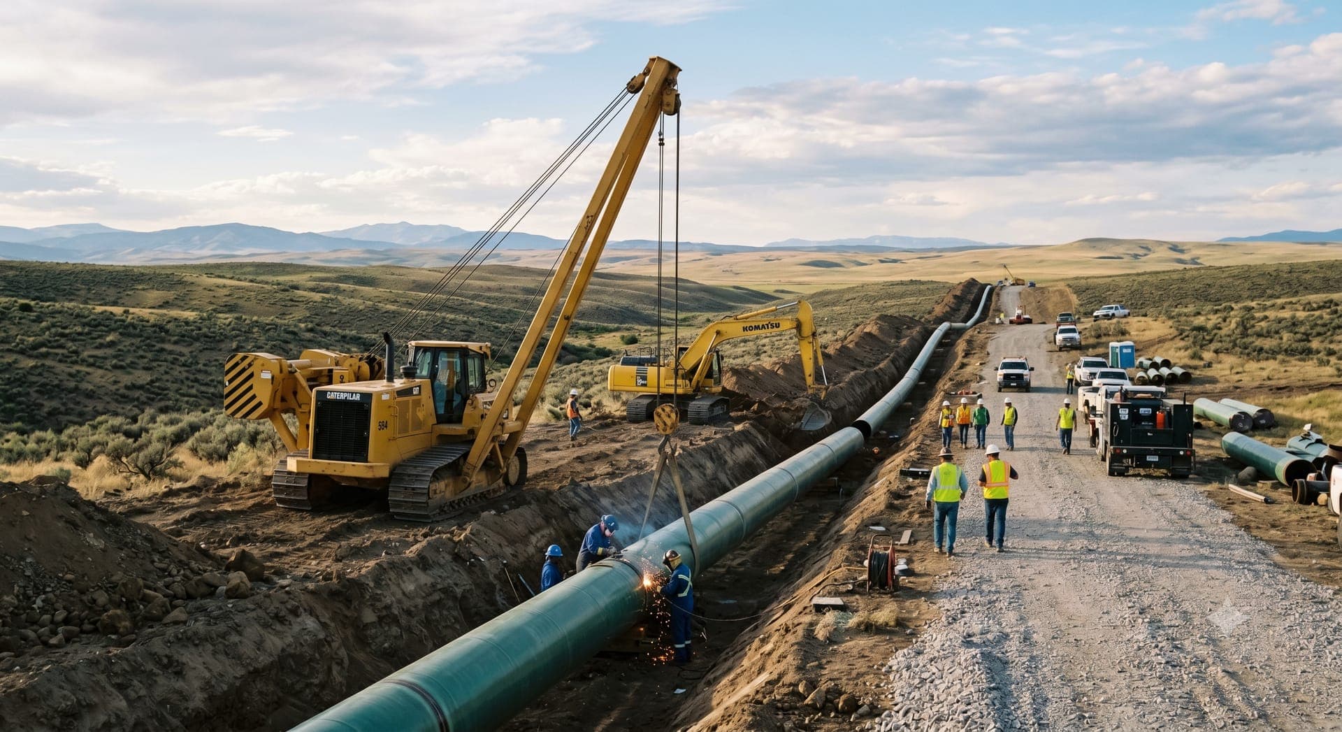 Natural gas pipeline under construction
